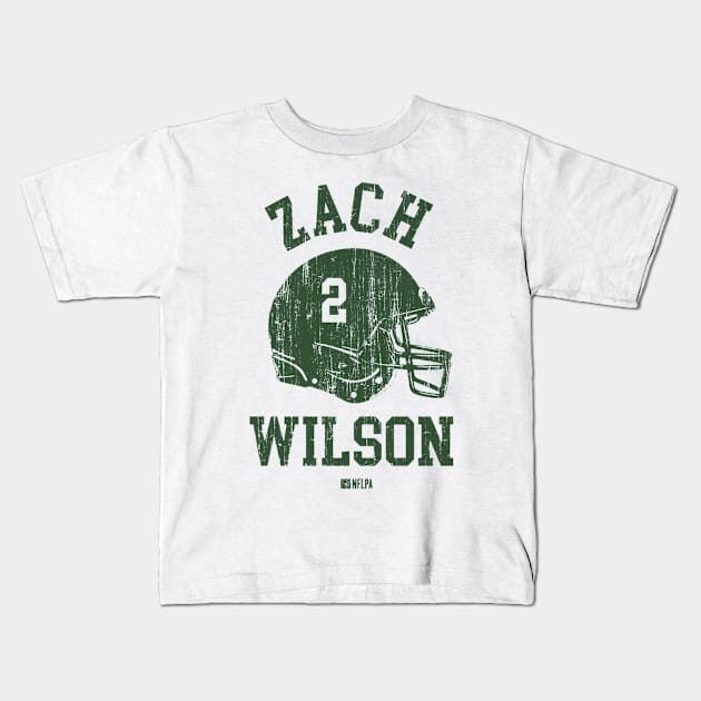 Zach Wilson New York J Helmet Font Kids T-Shirt by TodosRigatSot